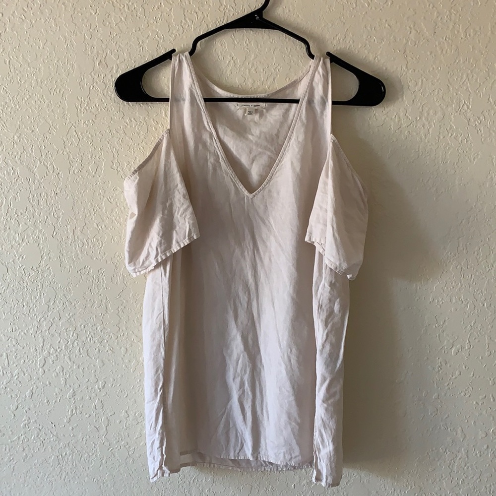 Urban Outfitters Light Cream Linen Blend Top